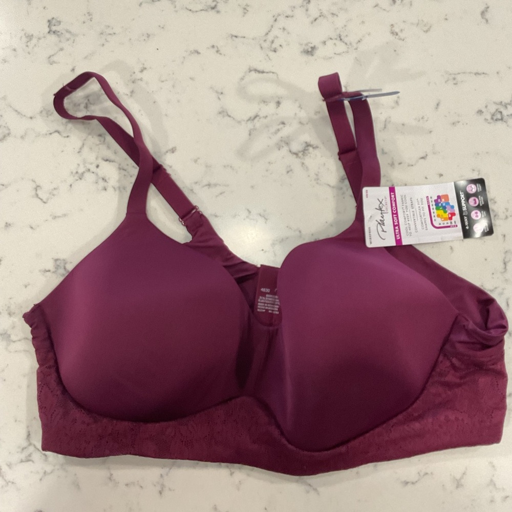 NWT Playtex 4830 Sparkling Purple XL Secrets Ultra Soft Comfort Wire Free  Bra